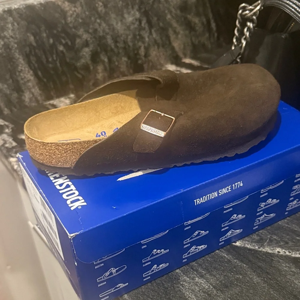Birkenstock Brown Suede Mules - Picture 1 of 4